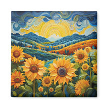 Sunflowers Sunrise Resumen Ilustracion Natural