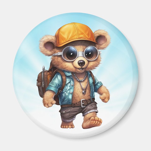 Imán Sunny Adventures with Beachy Bear - Listo para div (Frente)