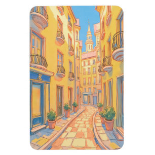 Imán Sunny European Street Cosy Architecture Viaje al a