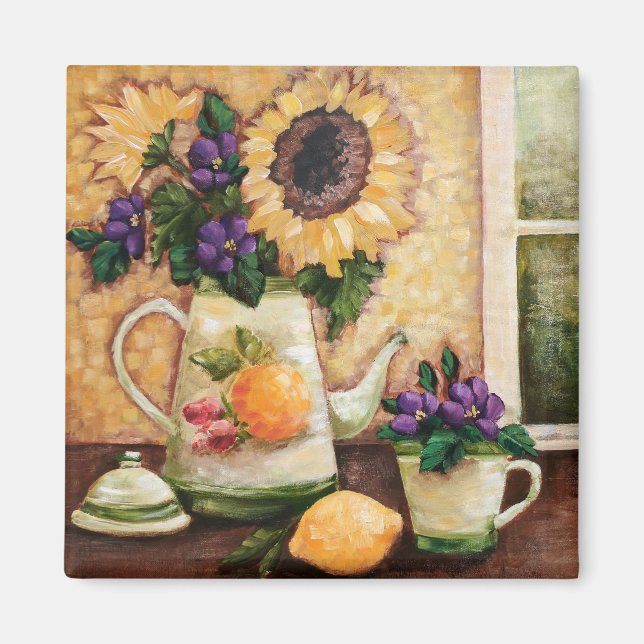 Imán "Sunny Morning" Bella Artes Floral Square Magnet (Frente)