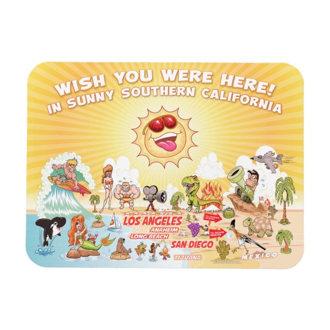 Imán Sunny Southern California Souvenir Magnet (Horizontal)