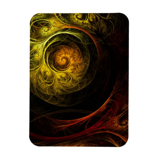 Imán Sunrise Floral Red Abstract Art Premium Magnet (Vertical)