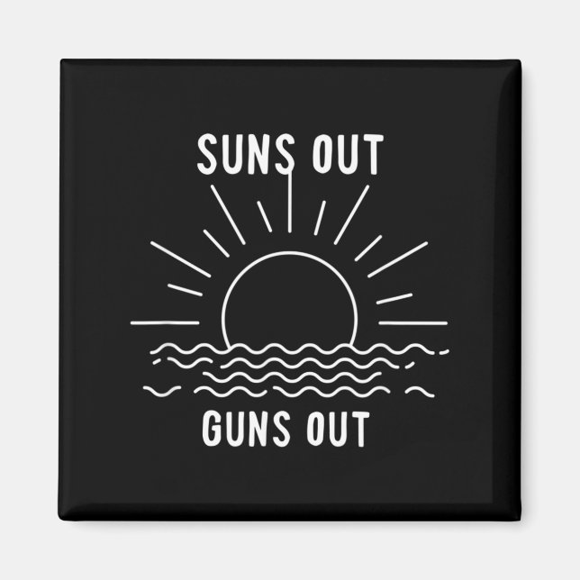 Imán Suns Out Guns Out Palm Beach Moda de los 80 80s (Frente)