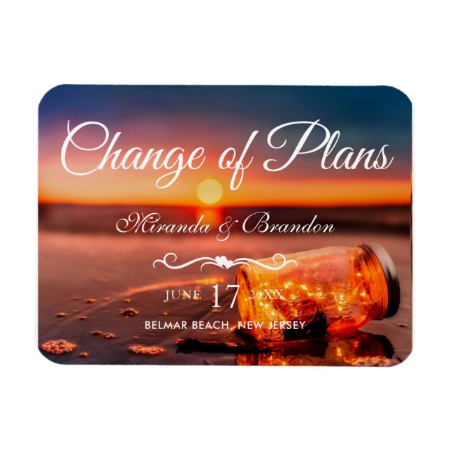 Imán Sunset Beach Mason Jar Blue Night Change of Plans (Horizontal)