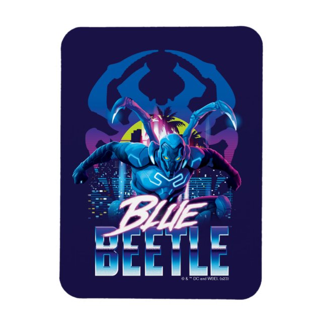 Imán Sunset de Blue Beetle Retrowave City (Vertical)
