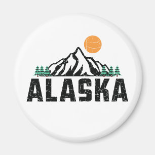 Imán Sunset de la montaña Retro Alaska