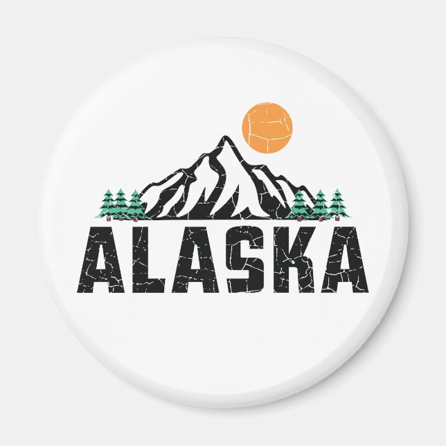 Imán Sunset de la montaña Retro Alaska (Frente)