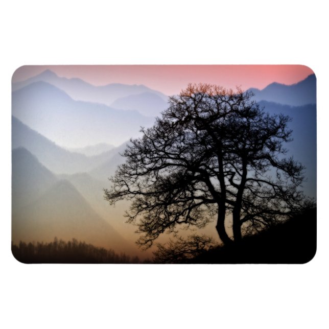 Imán Sunset de la Montaña Smoky de la Parkway Blue Ridg (Horizontal)