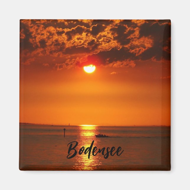Imán Sunset del lago de Constanza en Vorarlberg, Austri (Frente)