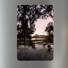 Imán Sunset en Woods Memorial Bridge Beaufort SC