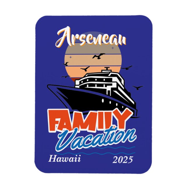 Imán Sunset Family Vacation Blue Personalize (Vertical)