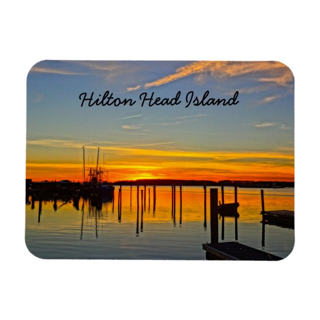 Imán Sunset Landing Skull Creek Boathouse Hilton Head (Horizontal)