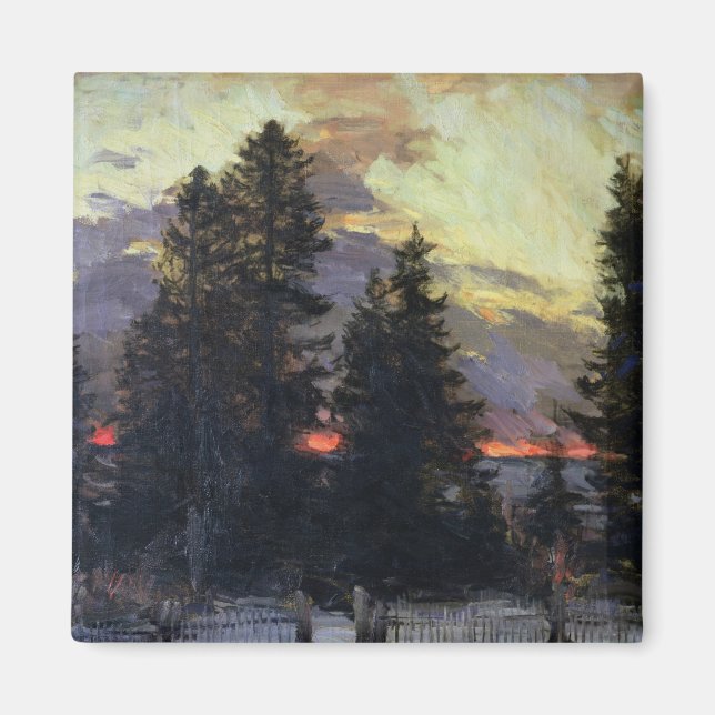 Imán Sunset over a Winter Landscape, c.1902 (Frente)
