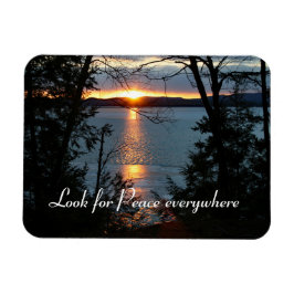 Imán Sunset Over Forest Lake Flexible Magnet