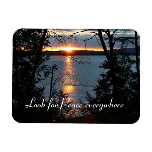Imán Sunset Over Forest Lake Flexible Magnet (Horizontal)