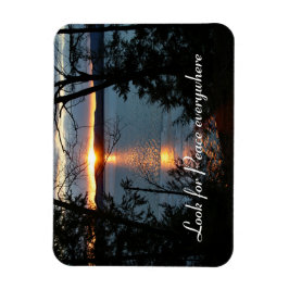 Imán Sunset Over Forest Lake Flexible Magnet