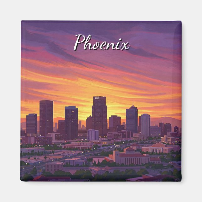 Imán Sunset Phoenix Skyline Arizona Travel (Frente)