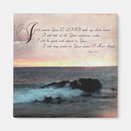 Imán Sunset & Psalms-9:1-2 en la playa de Hawaii