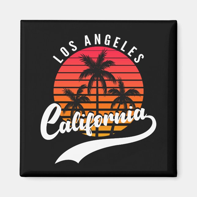 Imán Sunset Retro De Los Ángeles Y Palm Trees Magnet (Frente)