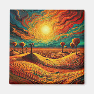 Imán Sunset sobre el paisaje del desierto 4