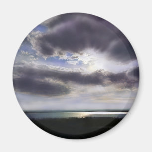 Imán Sunset sunrise lakeshline skyline ocean painting