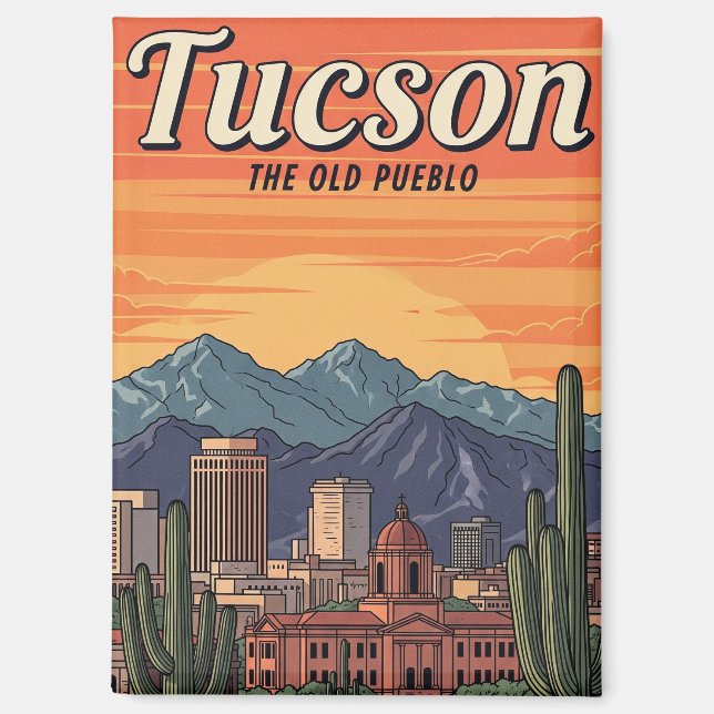 Imán Sunset Tuscon Skyline Arizona Travel (Anverso)