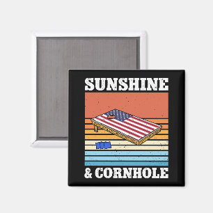 Imán Sunshine And Cornhole Game Hobby Retro Gift Funny