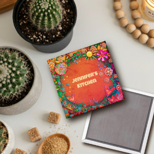 Imán Sunshine floral de Bonito caprichosa personalizada