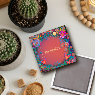 Imán Sunshine floral de Bonito caprichosa personalizada