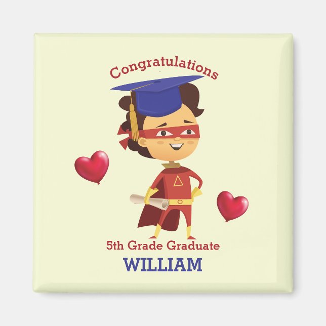 Imán Super Boy Felicitaciones a quinto grado (Frente)