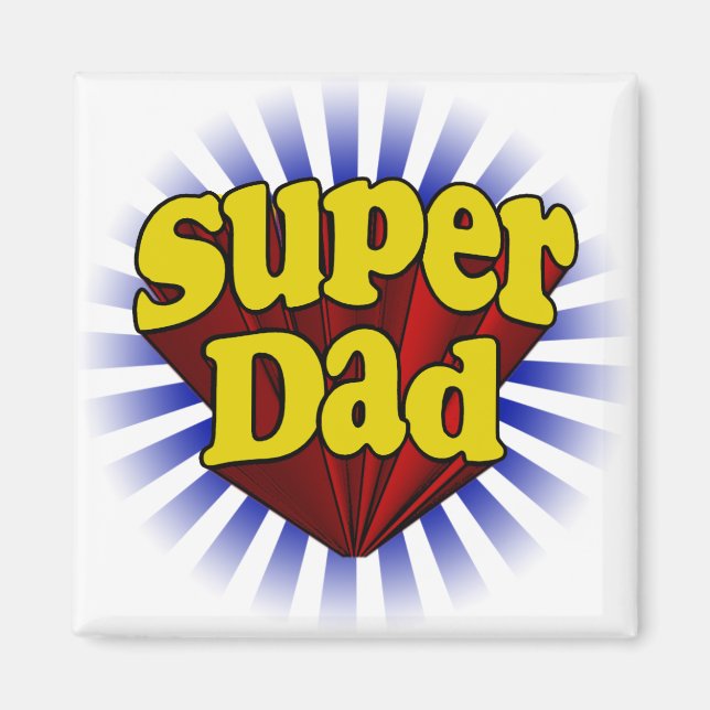 Imán Super Dad, superhéroe rojo/amarillo/azul (Frente)