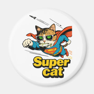 Imán Super Gato Vuela con Pescado 