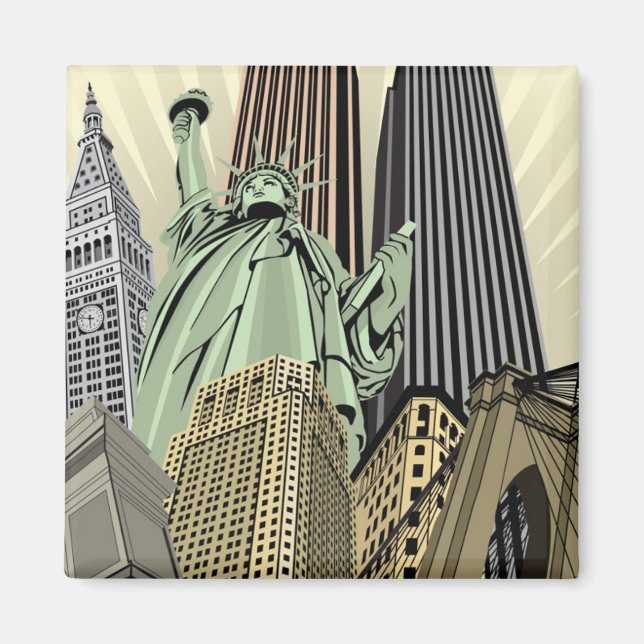 Imán Superestilizado Cityscape NYC (Frente)
