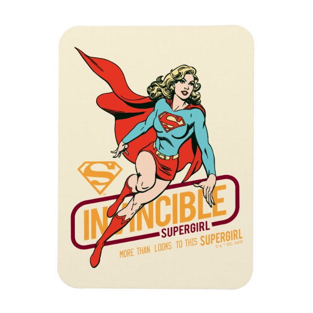 Imán Supergirl invencible retro gráfico (Vertical)