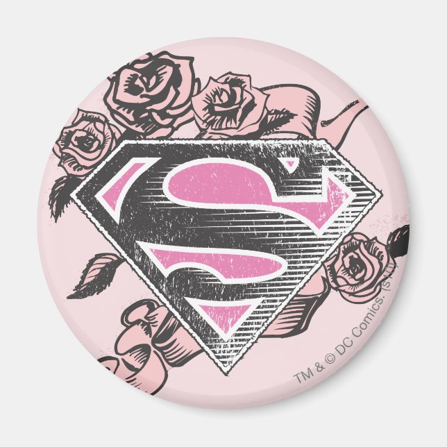 Imán Supergirl Logo with Roses (Frente)
