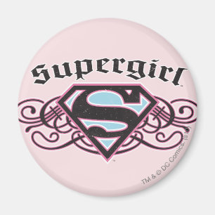 Imán Supergirl Pin Strips Black and Pink