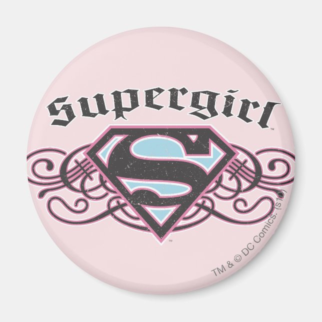 Imán Supergirl Pin Strips Black and Pink (Frente)