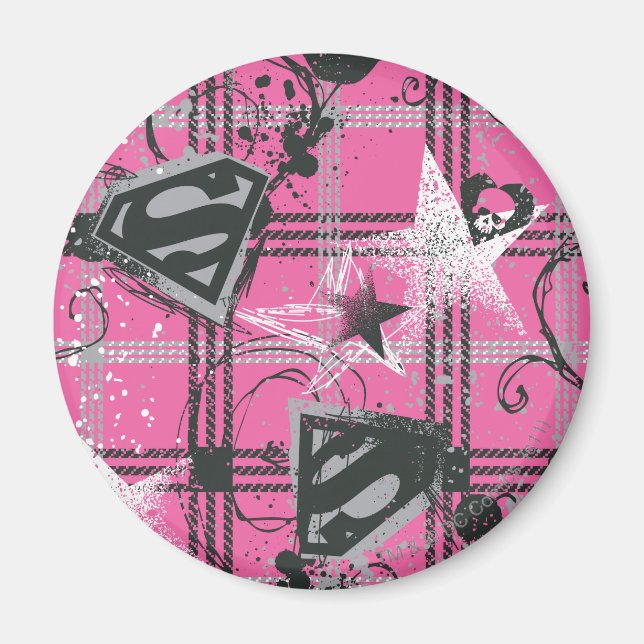 Imán Supergirl Pink Splatter Square (Frente)