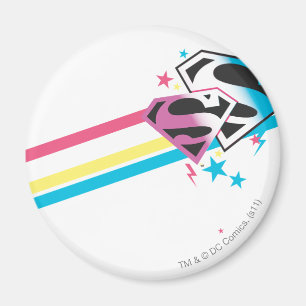 Imán Supergirl rayas arcoiris