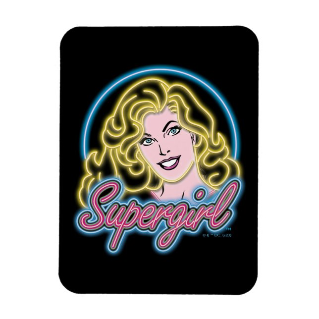 Imán Supergirl Retro Neon Lights Graphic (Vertical)