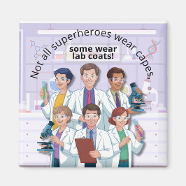 Imán Superhéroes Divertidos de la Ciencia con Bata de L