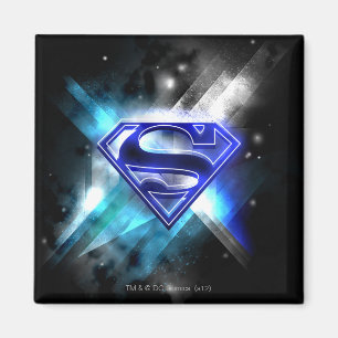 Imán Supermán estilizado Logo Blue White Crystal