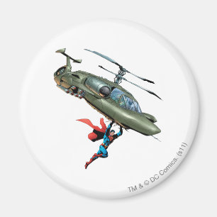 Imán Superman sostiene helicóptero