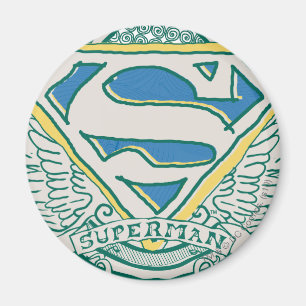 Imán Superman Stylized   Logo Escudo esbozado