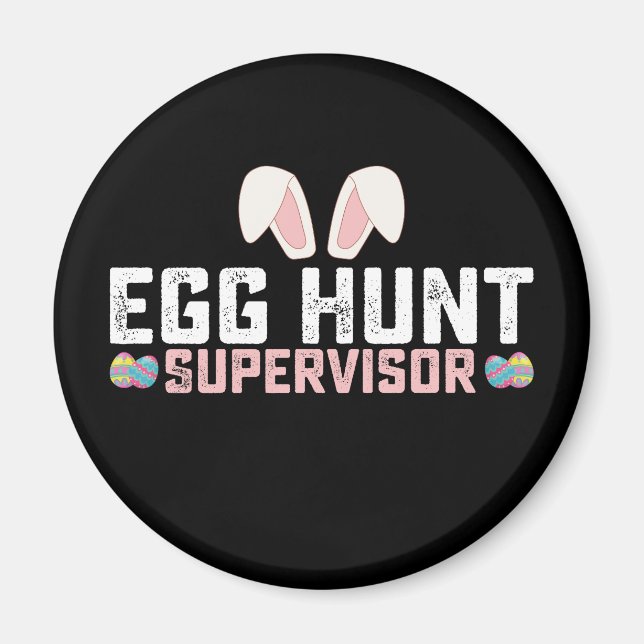 Imán Supervisor de búsqueda de huevos divertido conejo  (Frente)