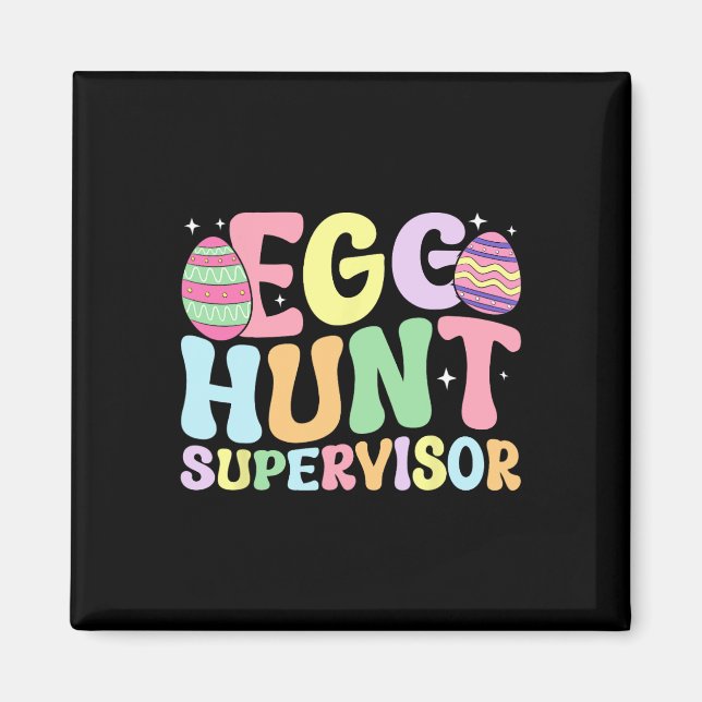 Imán Supervisor de caza de huevos Retro Fiesta de caza  (Frente)
