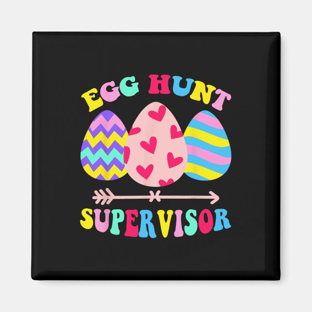 Imán Supervisor de caza de huevos Retro Fiesta de caza  (Frente)