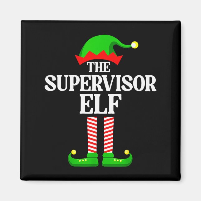 Imán Supervisor Elf Family Matching Group Funny Christm (Frente)