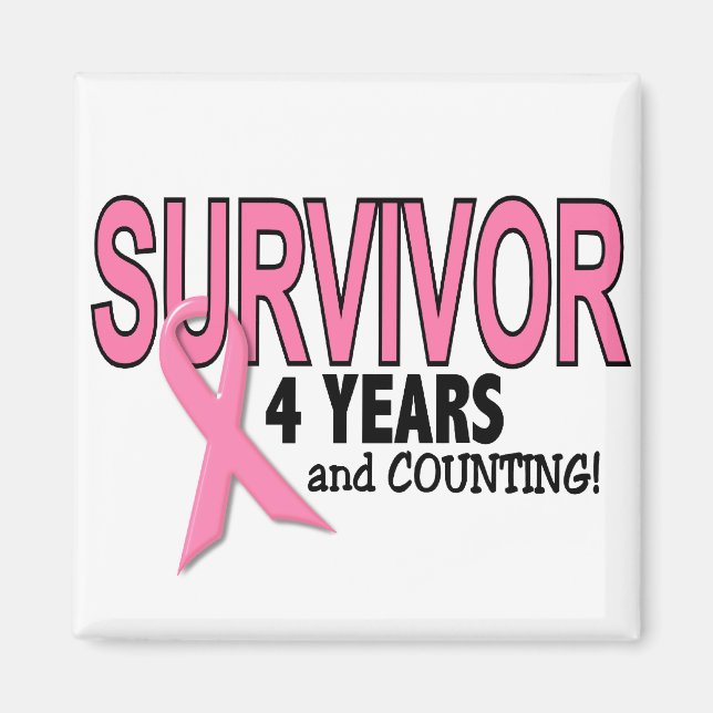 Imán SUPERVIVENCIA DE CÁNCER DE MAMA 4 Años Y Cuenta (Frente)
