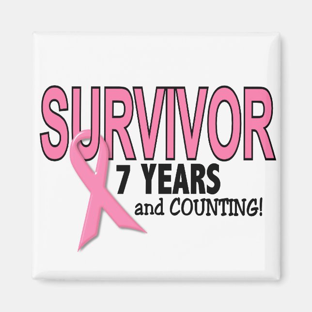 Imán SUPERVIVENCIA DE CÁNCER DE MAMA 7 Años Y Cuenta (Frente)